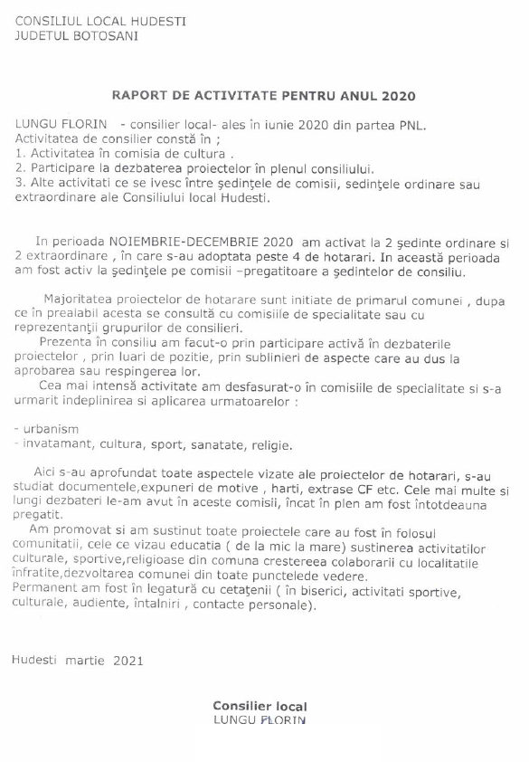 rapoarte activitate 2020